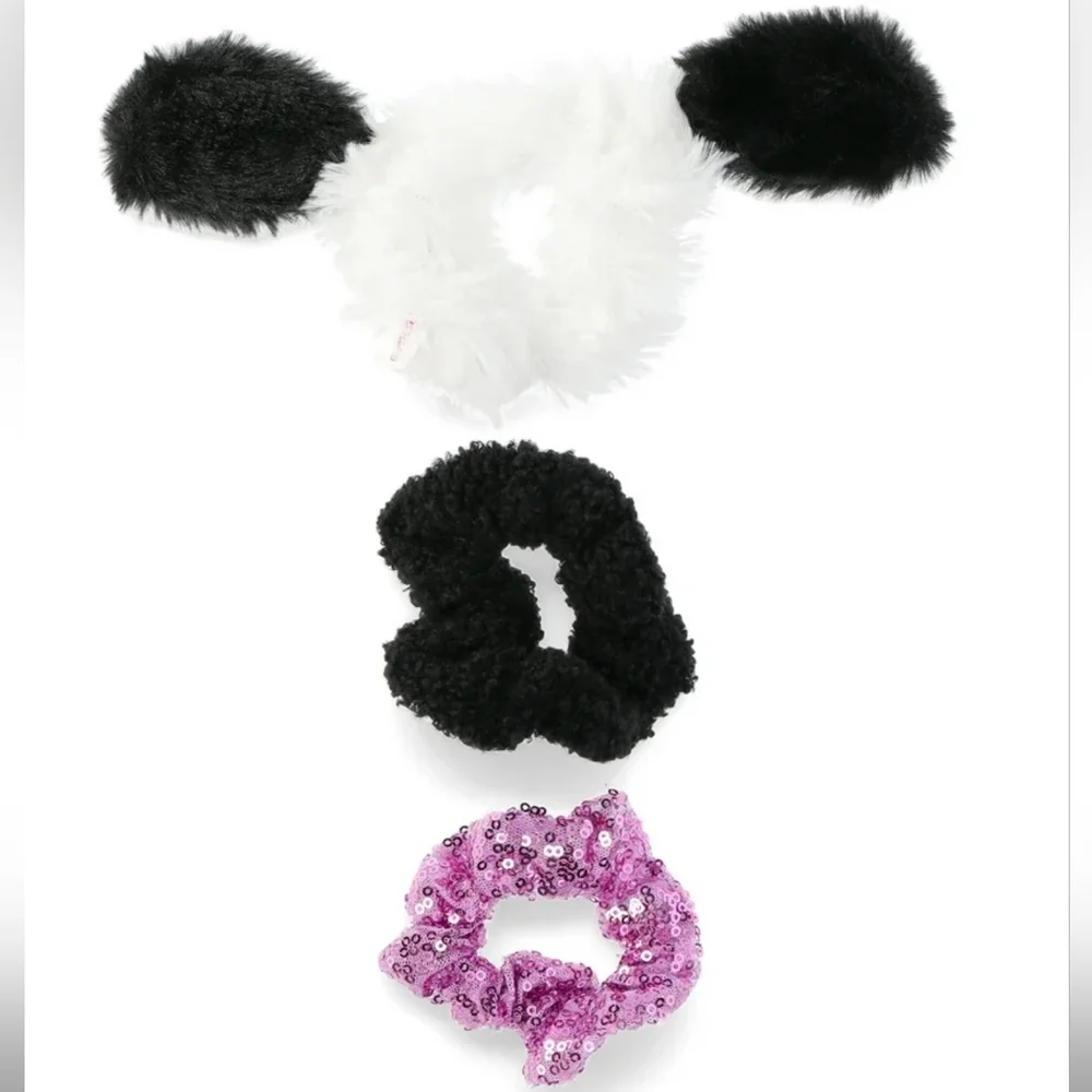 Justice Peanuts Snoopy Girls Hair Scrunchies, 3 Piece Set, New With Tag